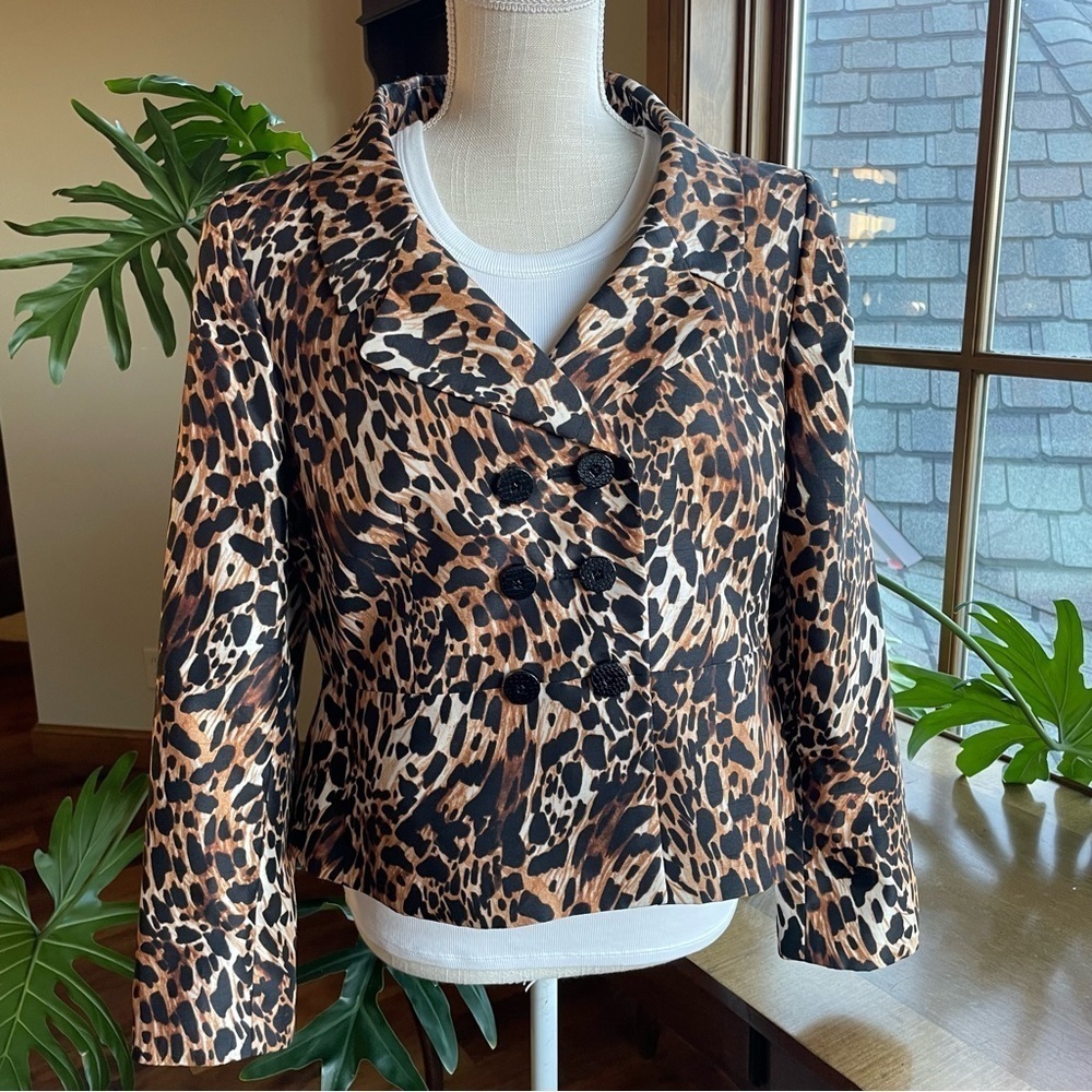 Vintage Leopard Print Double Breasted Blazer